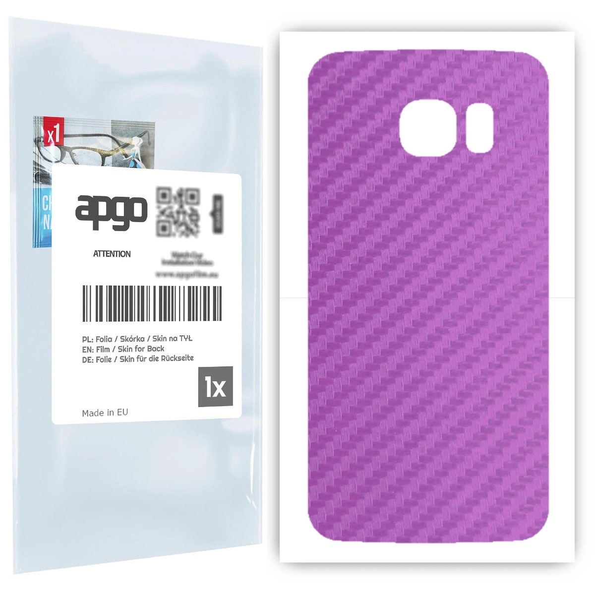 Folia naklejka skórka strukturalna na TYŁ do Samsung Galaxy S6 Edge SM-G925F -  Carbon Fioletowy - apgo SKINS