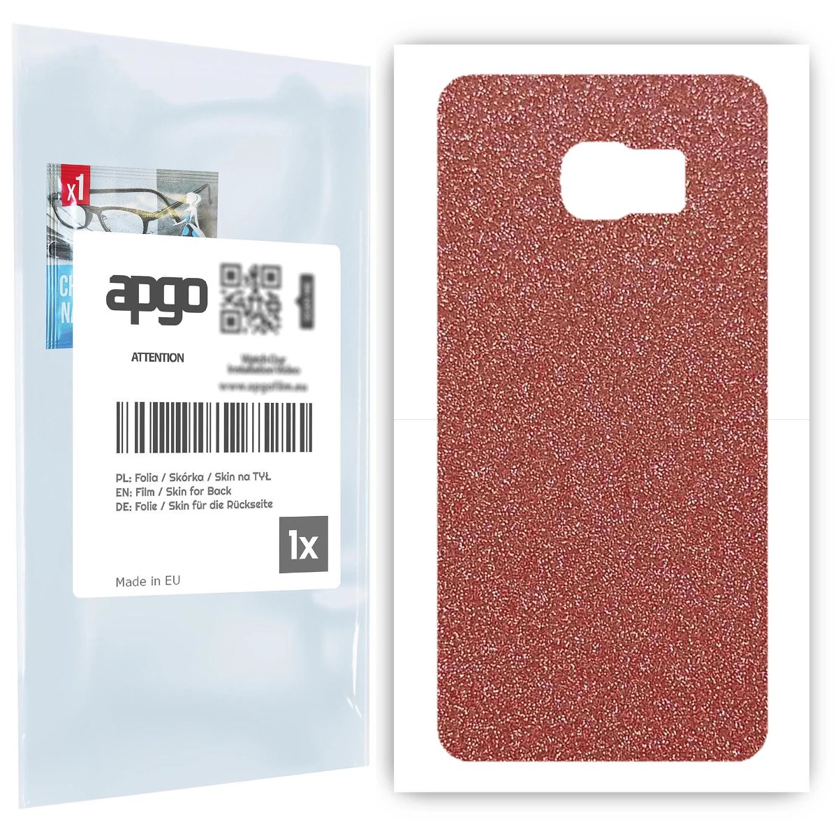 Folia naklejka skórka strukturalna na TYŁ do Samsung Galaxy S6 Edge+ SM-G928F -  Brokat Brzoskwiniowy - apgo SKINS