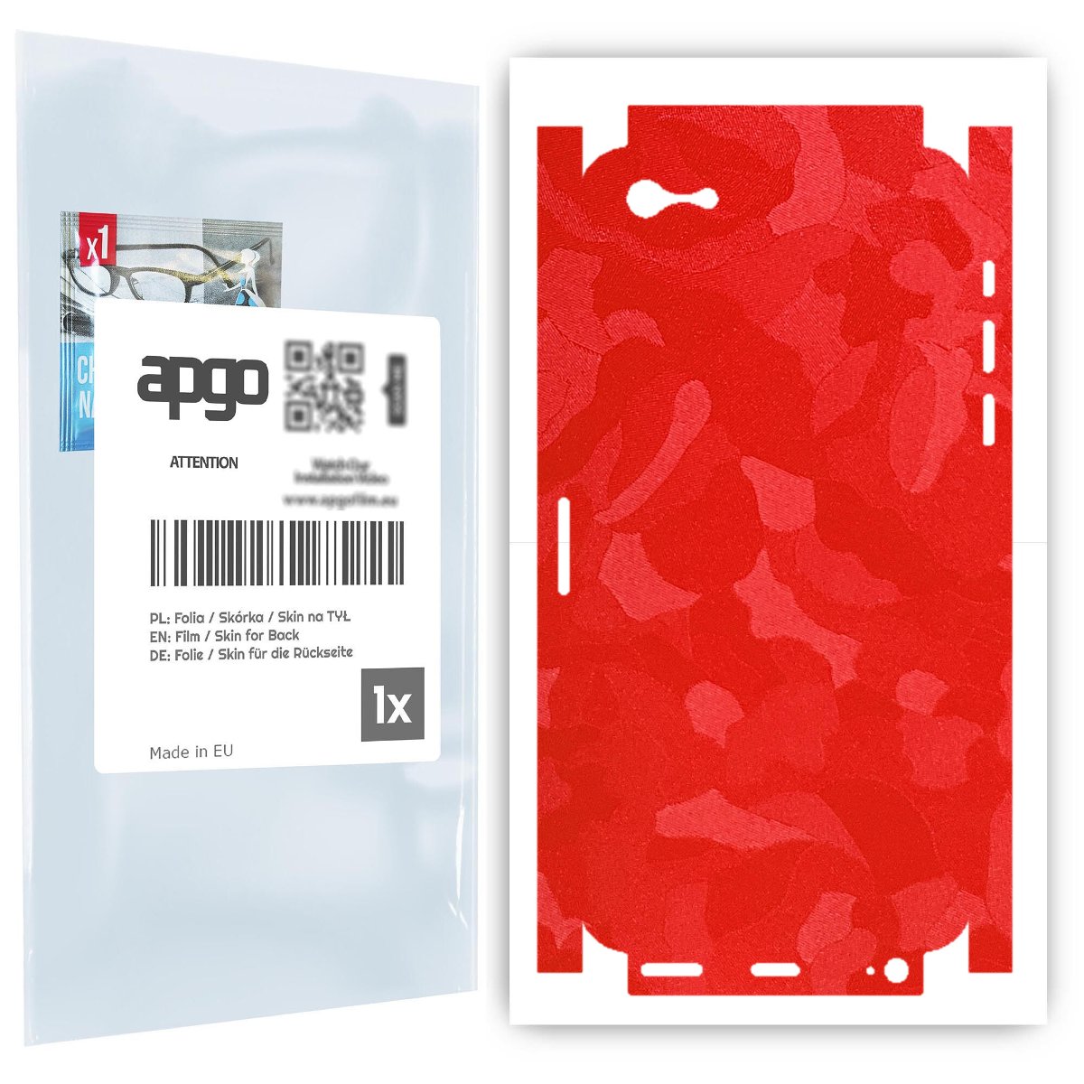 Folia naklejka skórka strukturalna na TYŁ+BOKI do Apple iPhone SE (2016 pierwszy model) -  Moro | Camo Czerwony - apgo SKINS