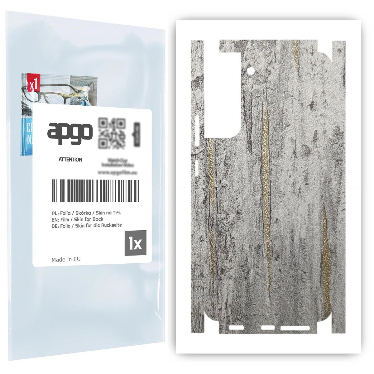 Folia naklejka skórka strukturalna na TYŁ+BOKI do Samsung Galaxy S22 Plus -  Beton Złote Paski - apgo SKINS