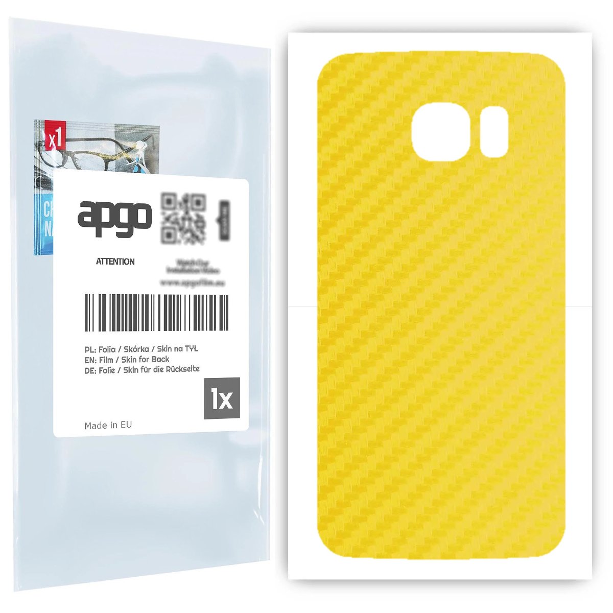 Folia naklejka skórka strukturalna na TYŁ do Samsung Galaxy S6 Edge SM-G925F -  Carbon Żółty - apgo SKINS