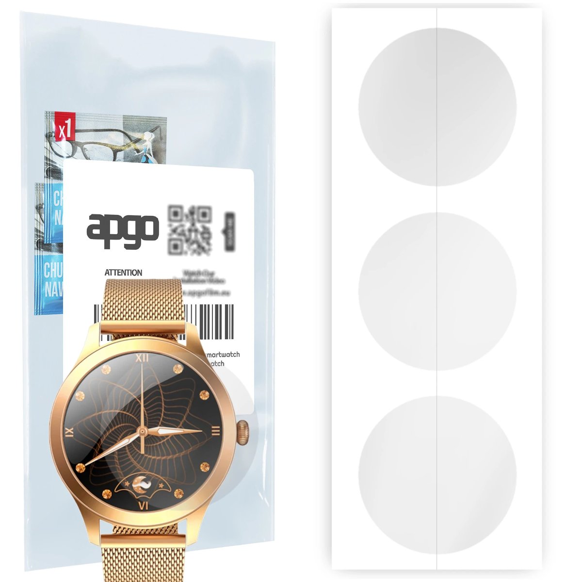3x Folia hydrożelowa do Rubicon RNBE62 - apgo Smartwatch Hydrogel Protection Ochrona na ekran smartwatcha