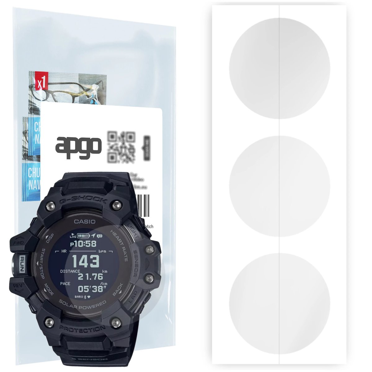 3x Folia hydrożelowa do Casio G-Squad GBD-H1000 - apgo Smartwatch Hydrogel Protection Ochrona na ekran smartwatcha