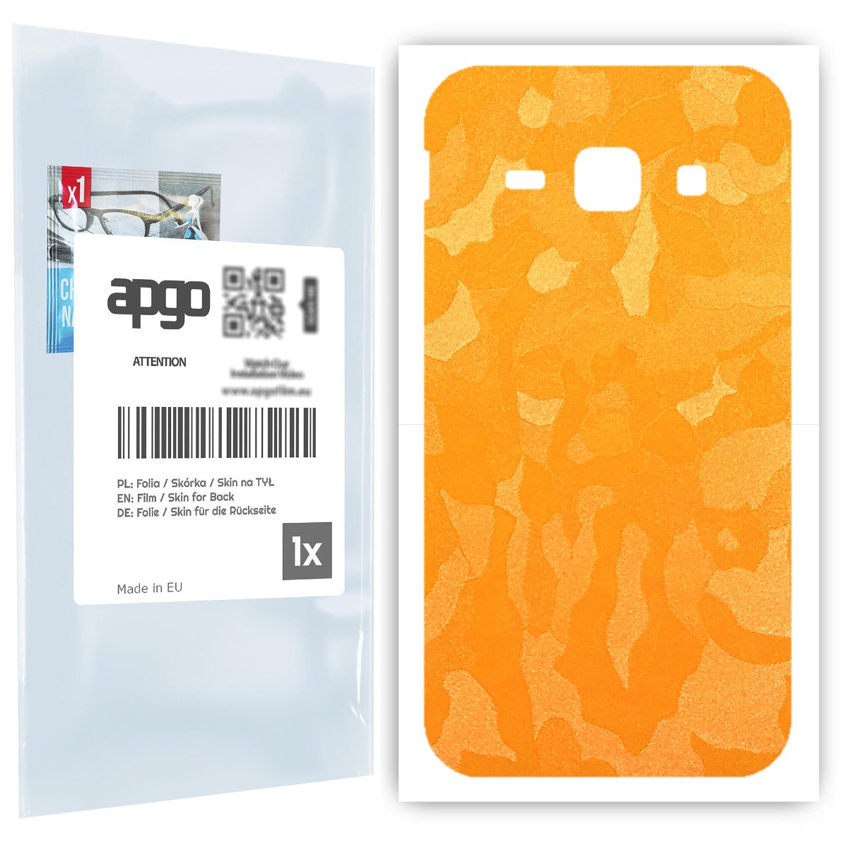 Folia naklejka skórka strukturalna na TYŁ do Samsung Galaxy J1 (2016) -  Moro | Camo Żółty - apgo SKINS