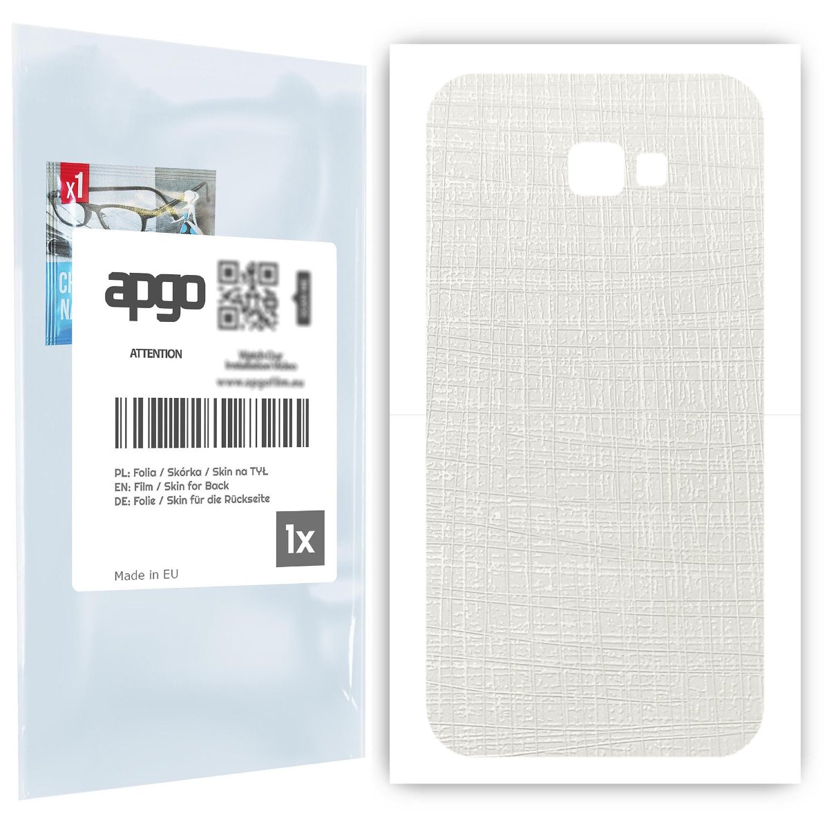 Folia naklejka skórka strukturalna na TYŁ do Samsung Galaxy A7 (2017) -  Tkanina Biała - apgo SKINS