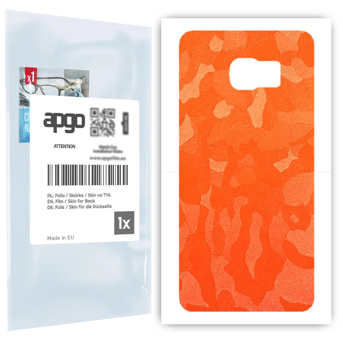 Folia naklejka skórka strukturalna na TYŁ do Samsung Galaxy S6 Edge+ SM-G928F -  Moro | Camo Pomarańczowy - apgo SKINS