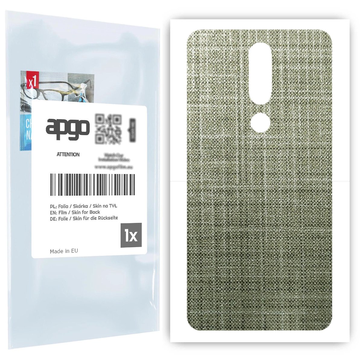 Folia naklejka skórka strukturalna na TYŁ do Nokia 5.1 Plus (Nokia X5) -  Tkanina Lniana - apgo SKINS