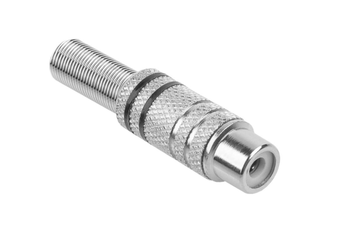 Gniazdo Rca Nikiel 2 Paski Na Kabel Czarne