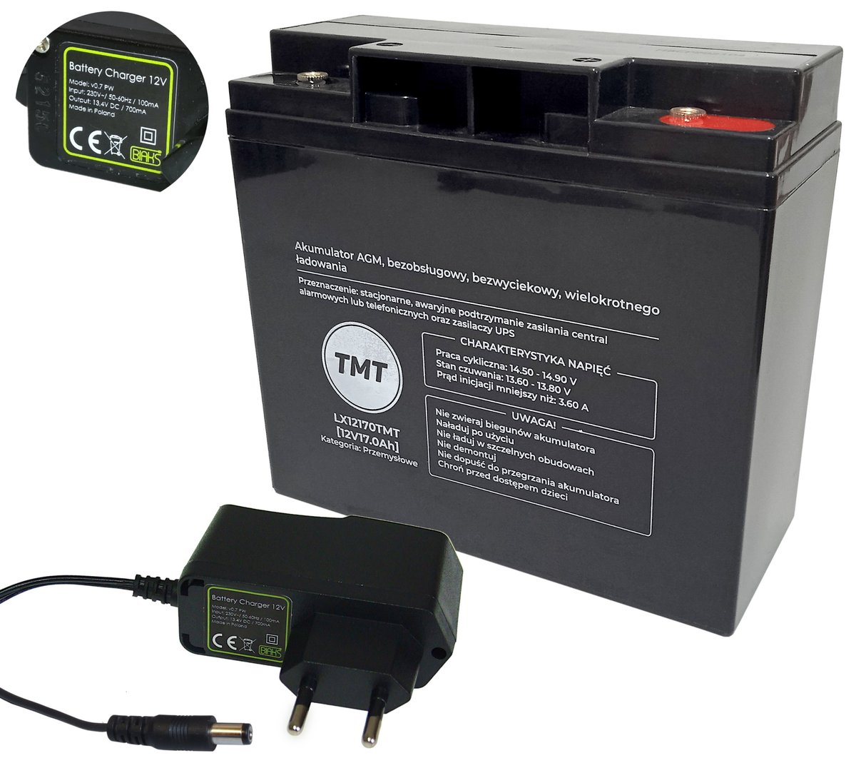 Akumulator żelowy AGM 12V 17Ah + ŁADOWARKA DC Pojazdów