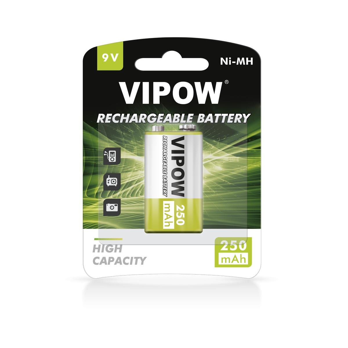 Vipow AKUMULATOREK R14 9V 250MAH NI-MH 1SZT BAT2006