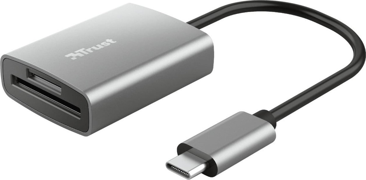 Trust Dalyx szybki czytnik kart USB z aluminium ze złączem USB-C, złącze USB 3.2 generacji. 1 z przyłączem typu C, (Micro) SD, SDHC i SDXC do 2 TB, PC, MacBook, Chromebook, laptop 24136