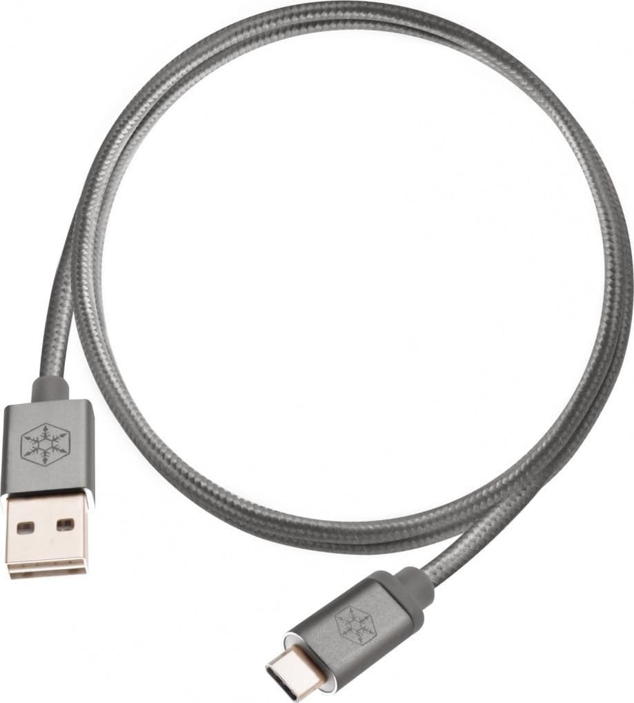 SilverStone SST-cpu04 °C 1000 REVE odwracalnej tylnej USB-A do kabla USB typu C do telefonów komórkowych, tabletów i urządzeń Digital plecionka z 3 A do ładowania wymagają wydajnych, 1 m, płaszcz z ny 52028