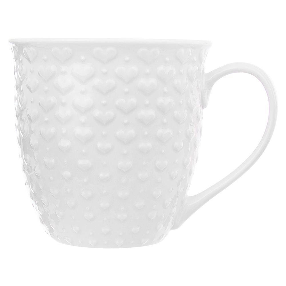 Orion Duży kubek ceramiczny, SERCA, z uchem, do kawy, herbaty, 580 ml, BIAŁY
