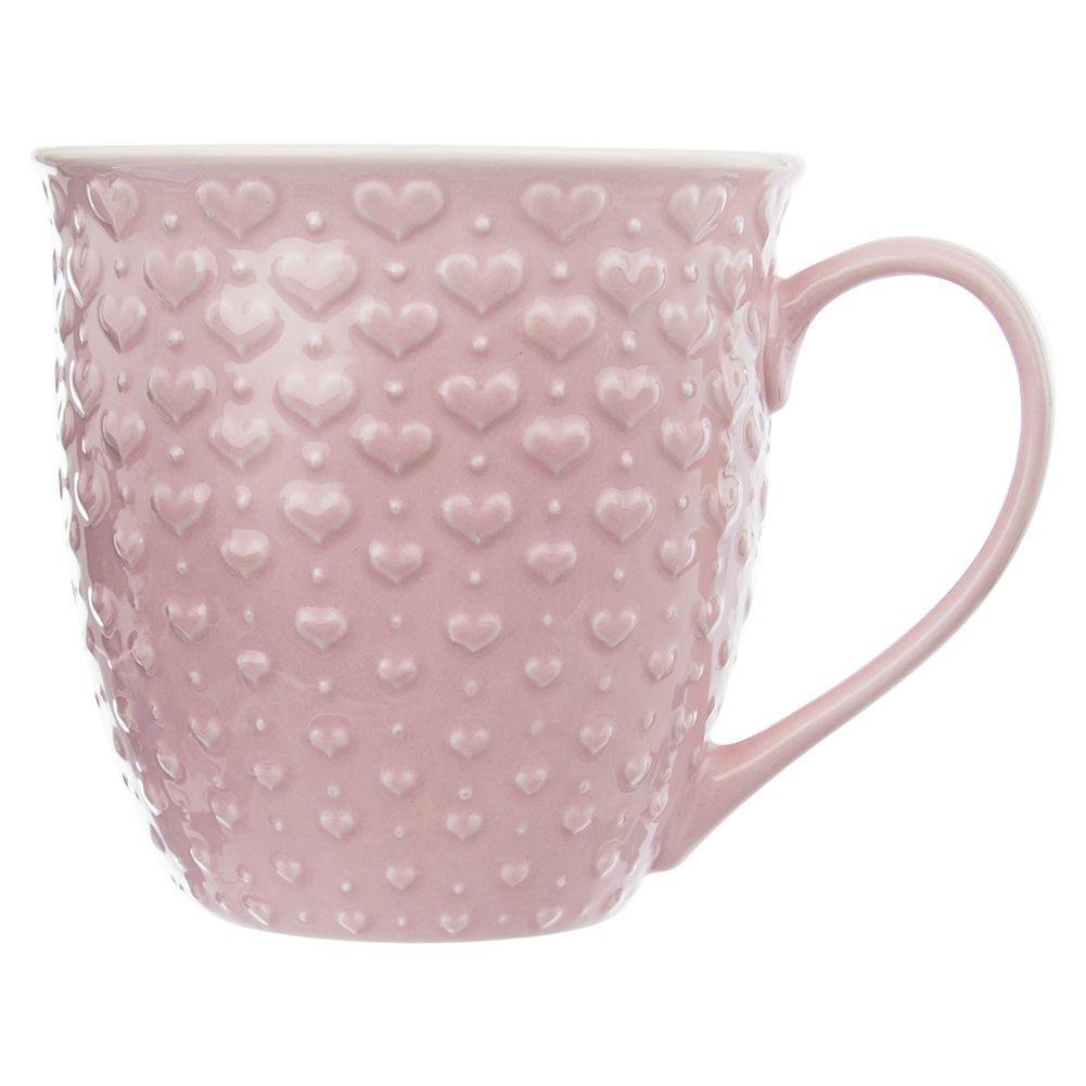 Orion Duży kubek ceramiczny, serca, z uchem, do kawy, herbaty, 580 ml, różowy 128847