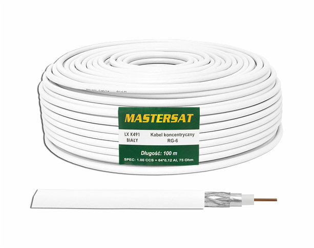 Kabel koncentryczny RG6 CCS + 64x0,12Al, 100m, MASTERSAT.