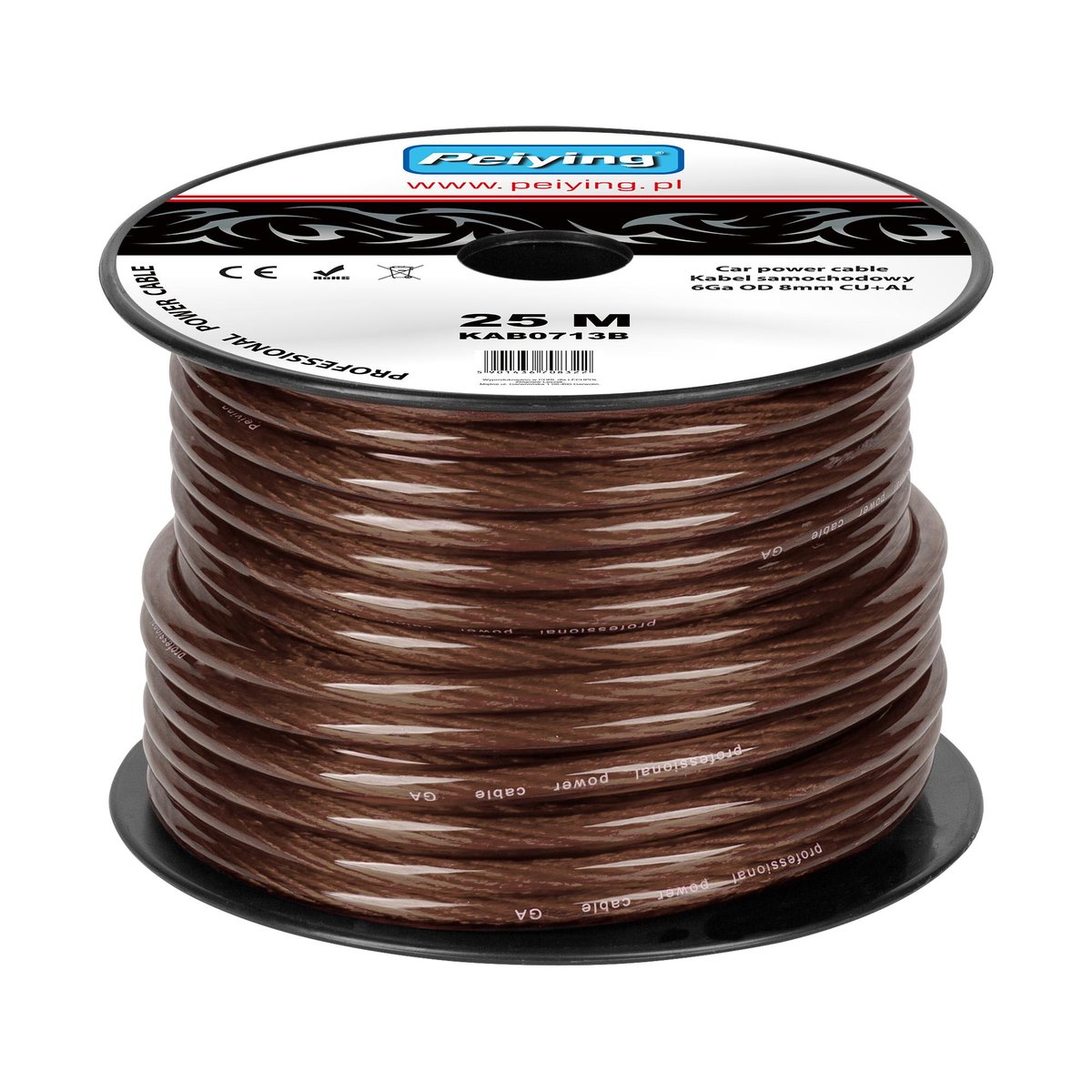 Kabel samochodowy 6GA OD7.8mm CU brązowy 9272