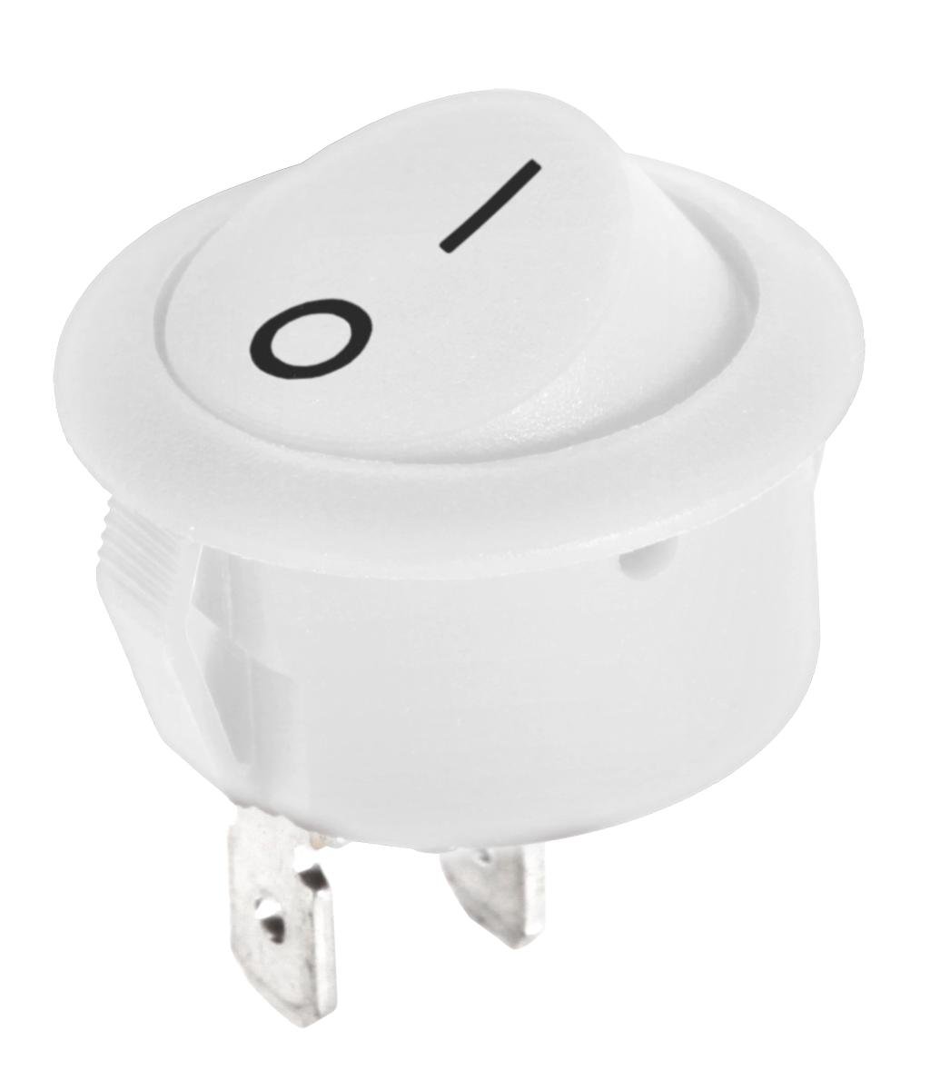 LP PRK0080 Złącze przełącznik kołyskowy okrągły R5 0-1 biały 10A/250V LEC-PRK0080