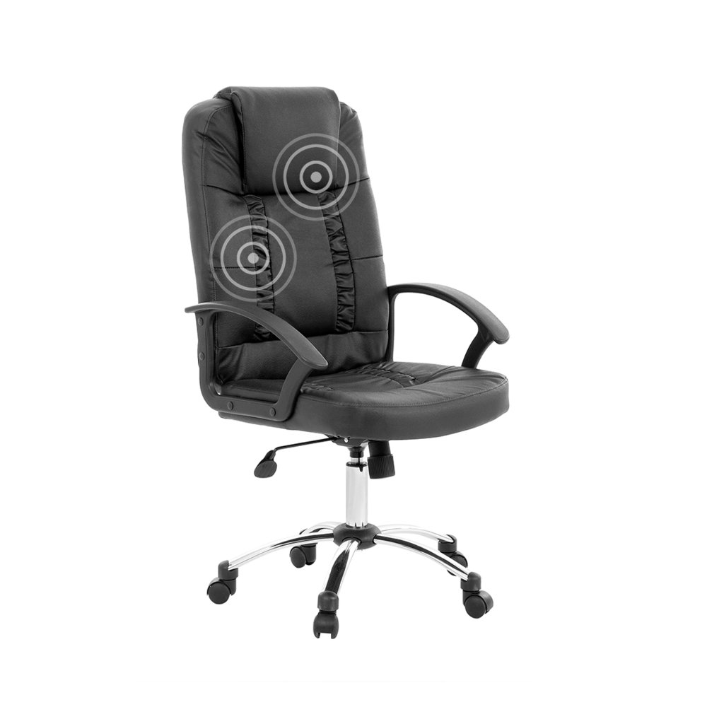 Beliani Krzesło biurowe Fotel biurowy regulowany z funkcją masażu ekoskóra czarny RELAX 5043