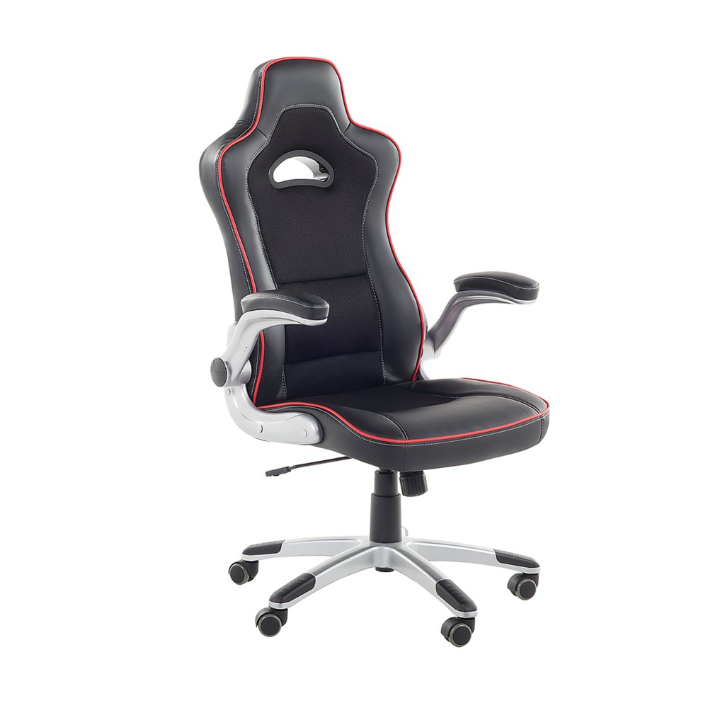 Shumee Krzesło biurowe  Fotel biurowy regulowany ekoskóra czarno-czerwony MASTER 31713