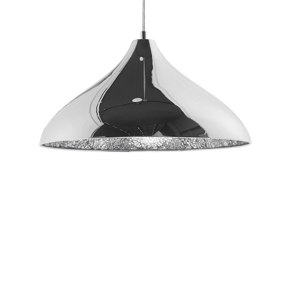 Beliani Lampa wisząca Lampa wisząca metalowa srebrna ISKAR 51559