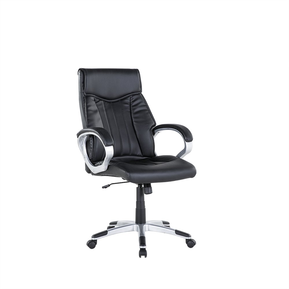Shumee Krzesło biurowe Shumee Fotel biurowy regulowany ekoskóra czarny TRIUMPH 46110