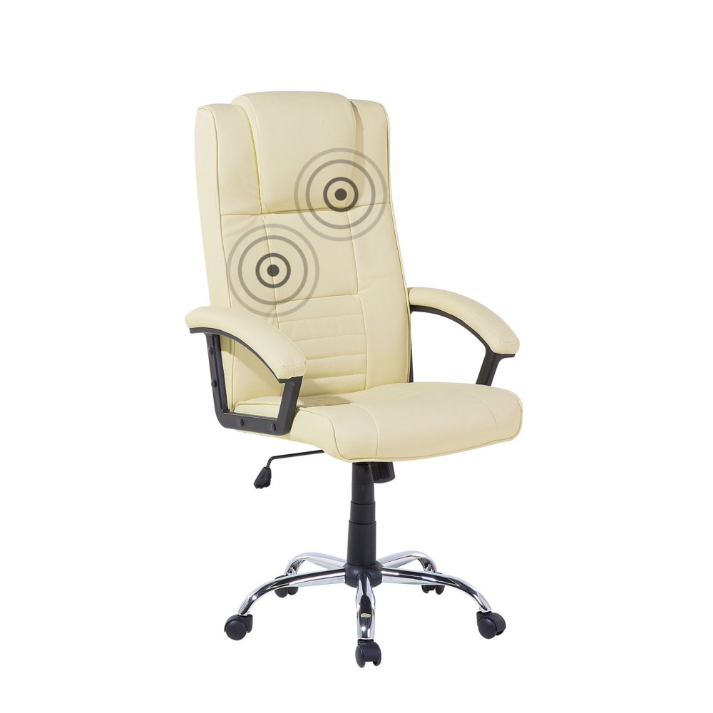 Beliani Krzesło biurowe Fotel biurowy regulowany z funkcją masażu skóra beżowy COMFORT II 54650