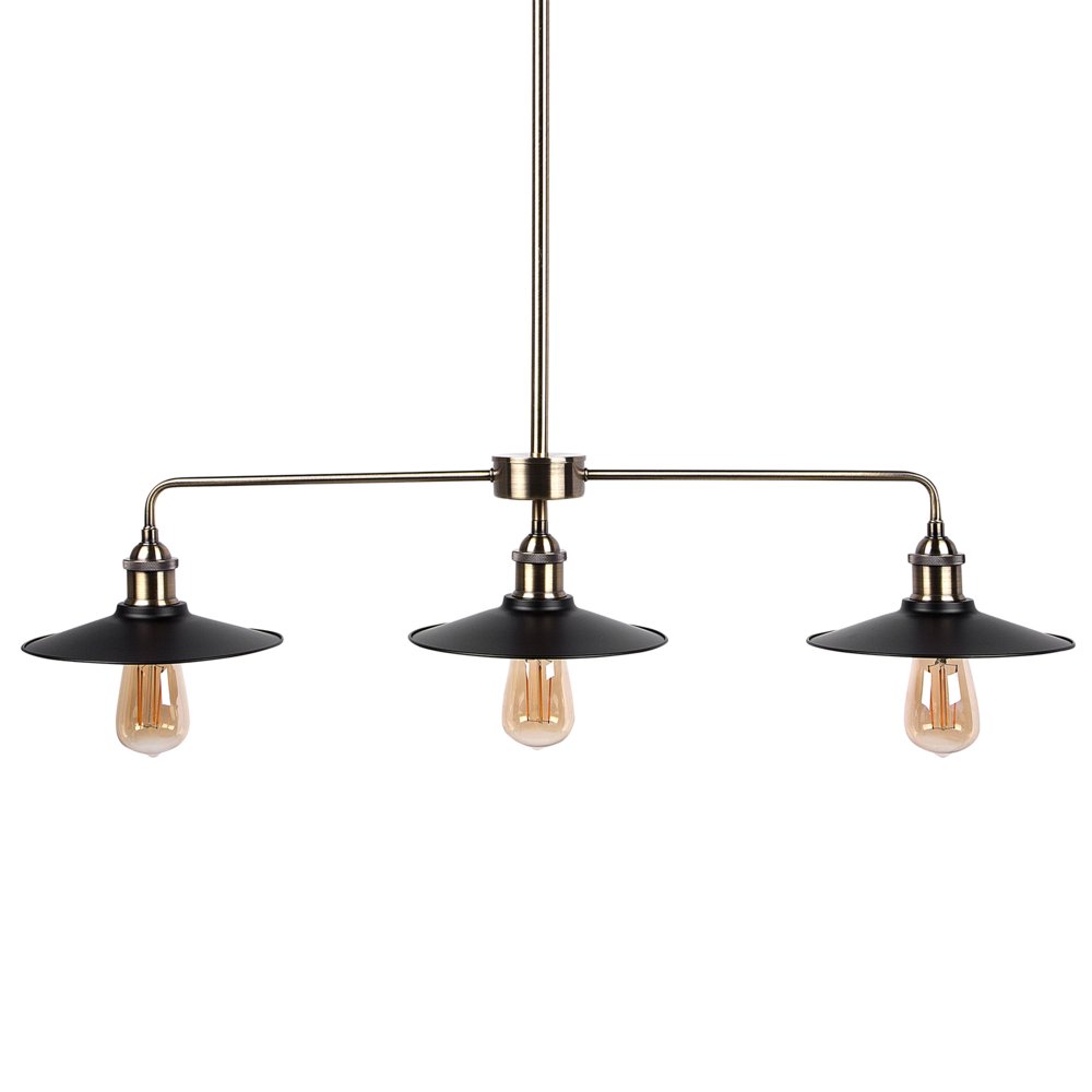 Beliani Lampa wisząca Lampa wisząca 3-punktowa metalowa czarna MONTONE