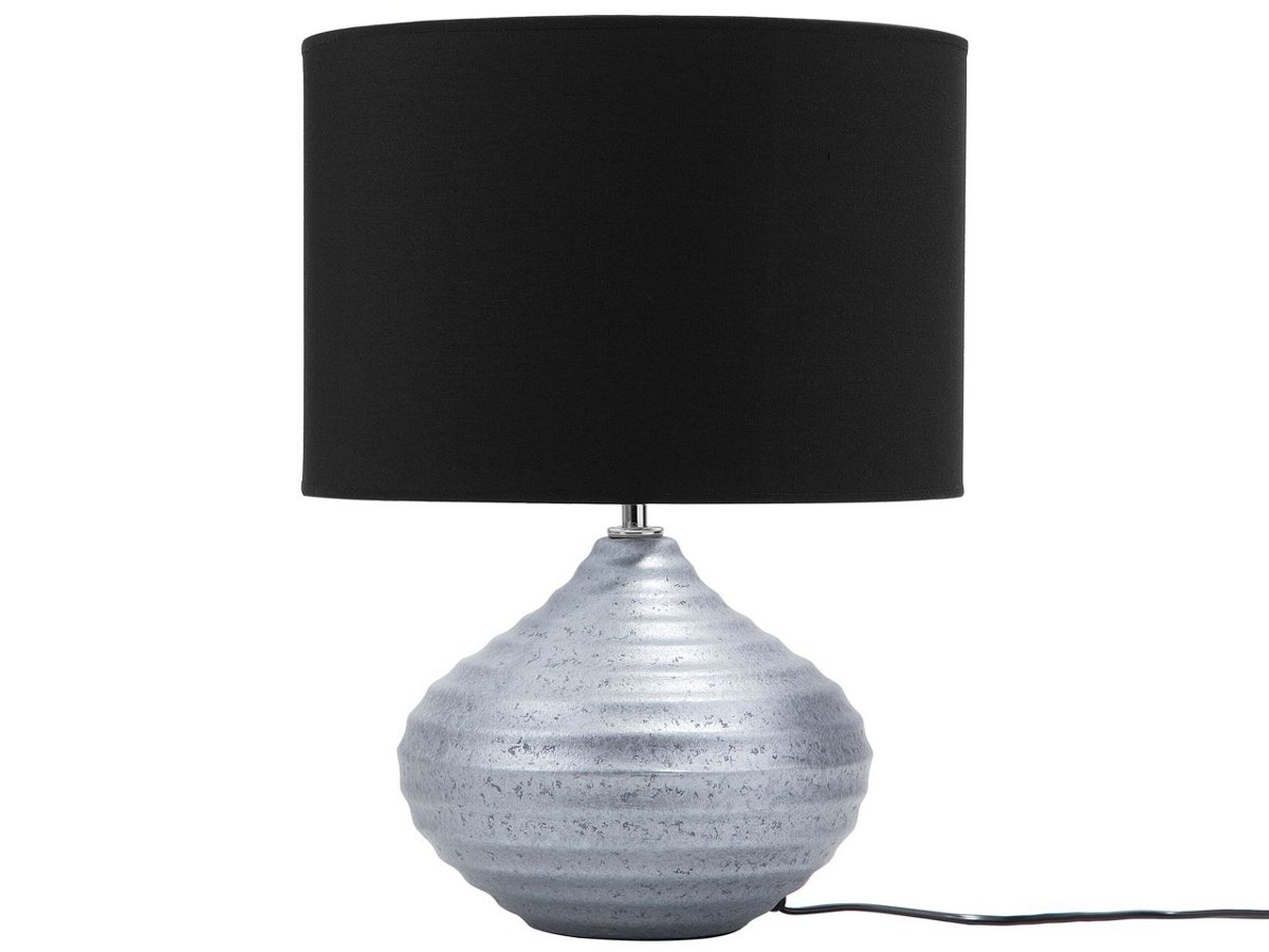 Beliani Lampa stołowa Lampka stołowa srebrna KUBAN 78626