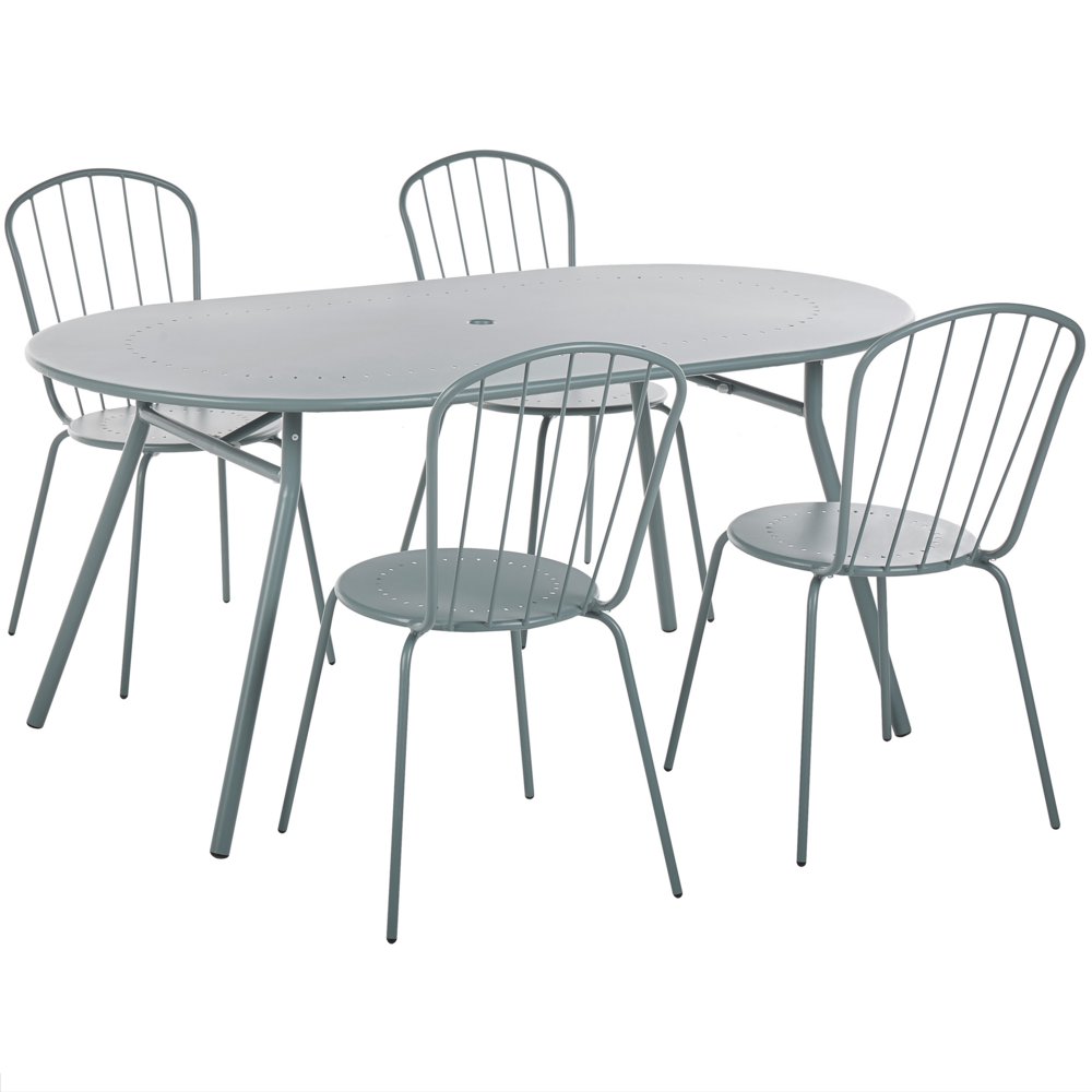 Zestaw Ogrodowy Metalowy Stół I 4 Krzesła Jasnoniebieski Calvi