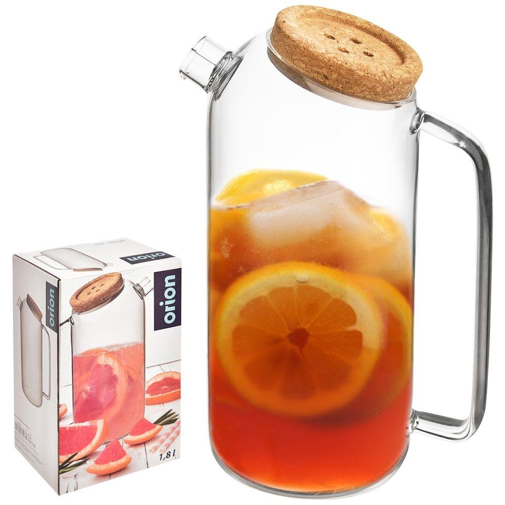 Orion Dzbanek szklany do wody herbaty napojów gorących gotowania z uchwytem i pokrywką z korka 1,8 l O-126651 + O-126651