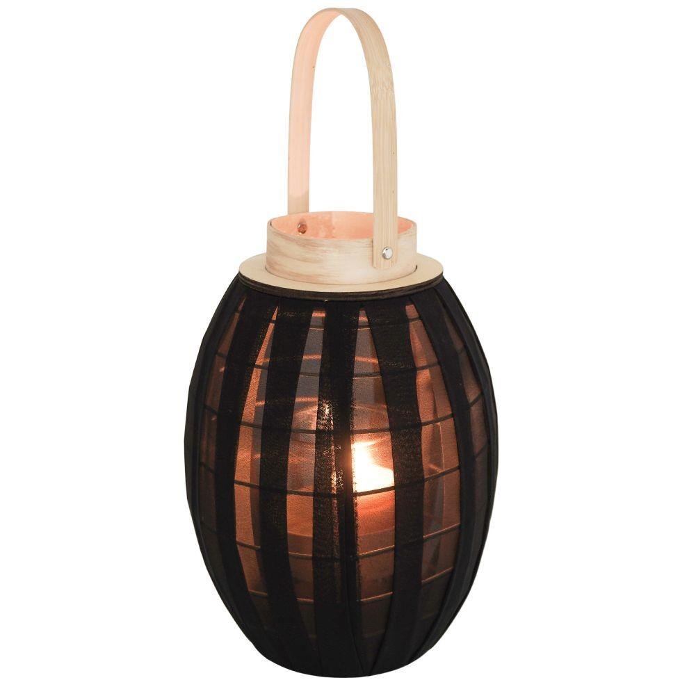 Home Styling Collection Lampion latarnia ze szklanym wkładem czarny ogrodowy dekoracyjny 34x22 cm