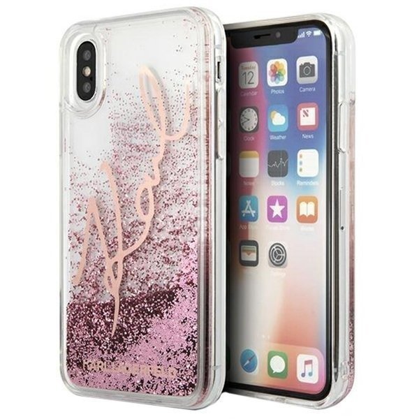 Karl Lagerfeld KLHCPXTRKSRG iPhone X/Xs różowo-złoty/rose gold Glitter Signature KF000494