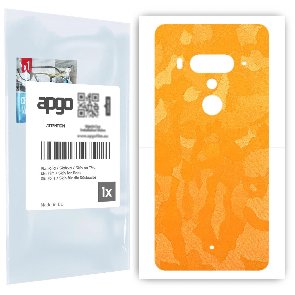 Folia naklejka skórka strukturalna na TYŁ do HTC U12+ -  Moro | Camo Żółty - apgo SKINS
