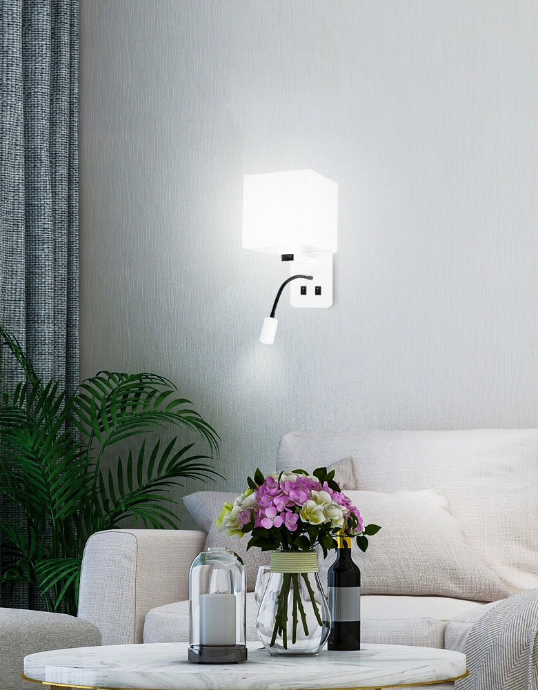 Candellux Kinkiet biały hotelowy z lampką do czytania LED Magnum 21-75666 21-75666