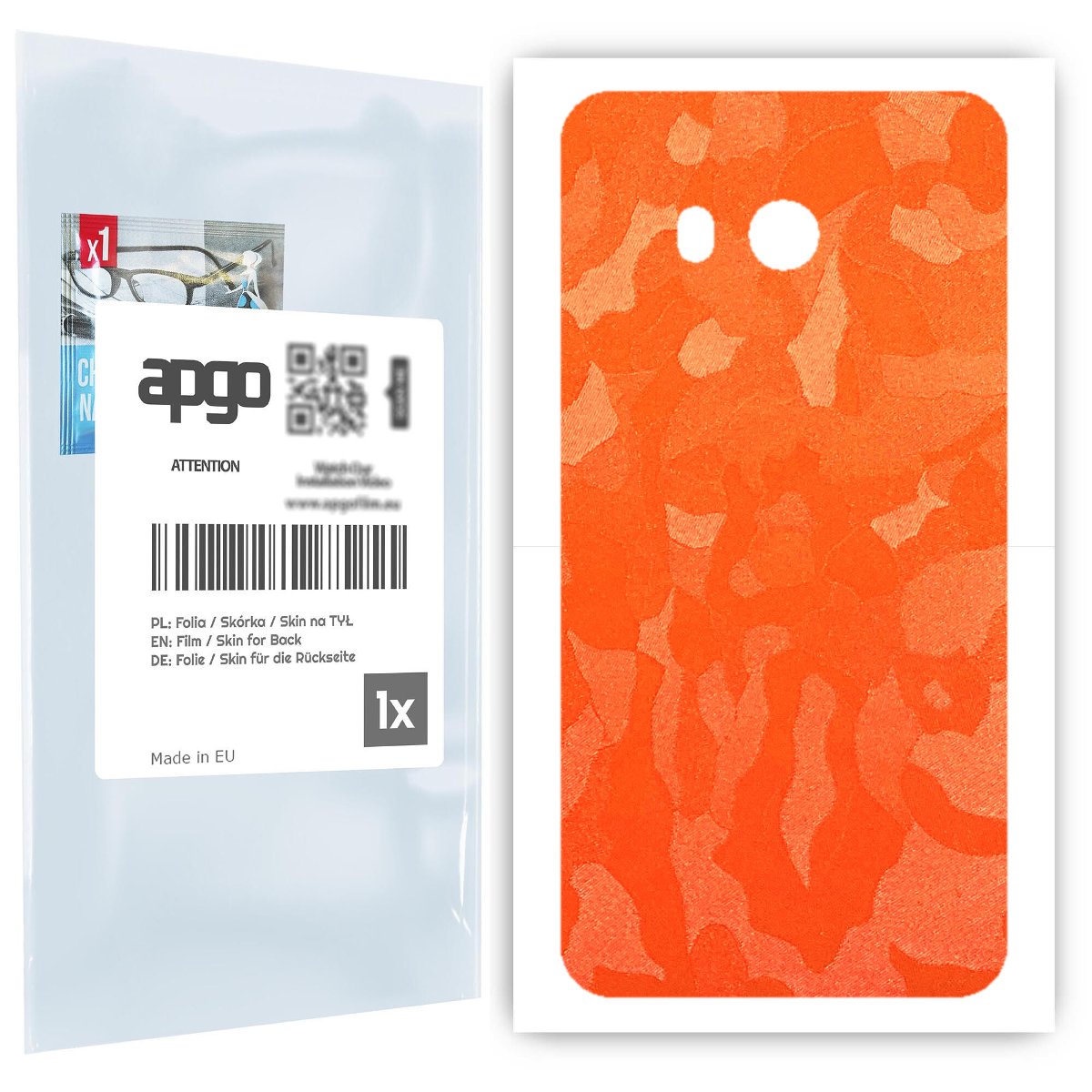 Folia naklejka skórka strukturalna na TYŁ do HTC U11 -  Moro | Camo Pomarańczowy - apgo SKINS