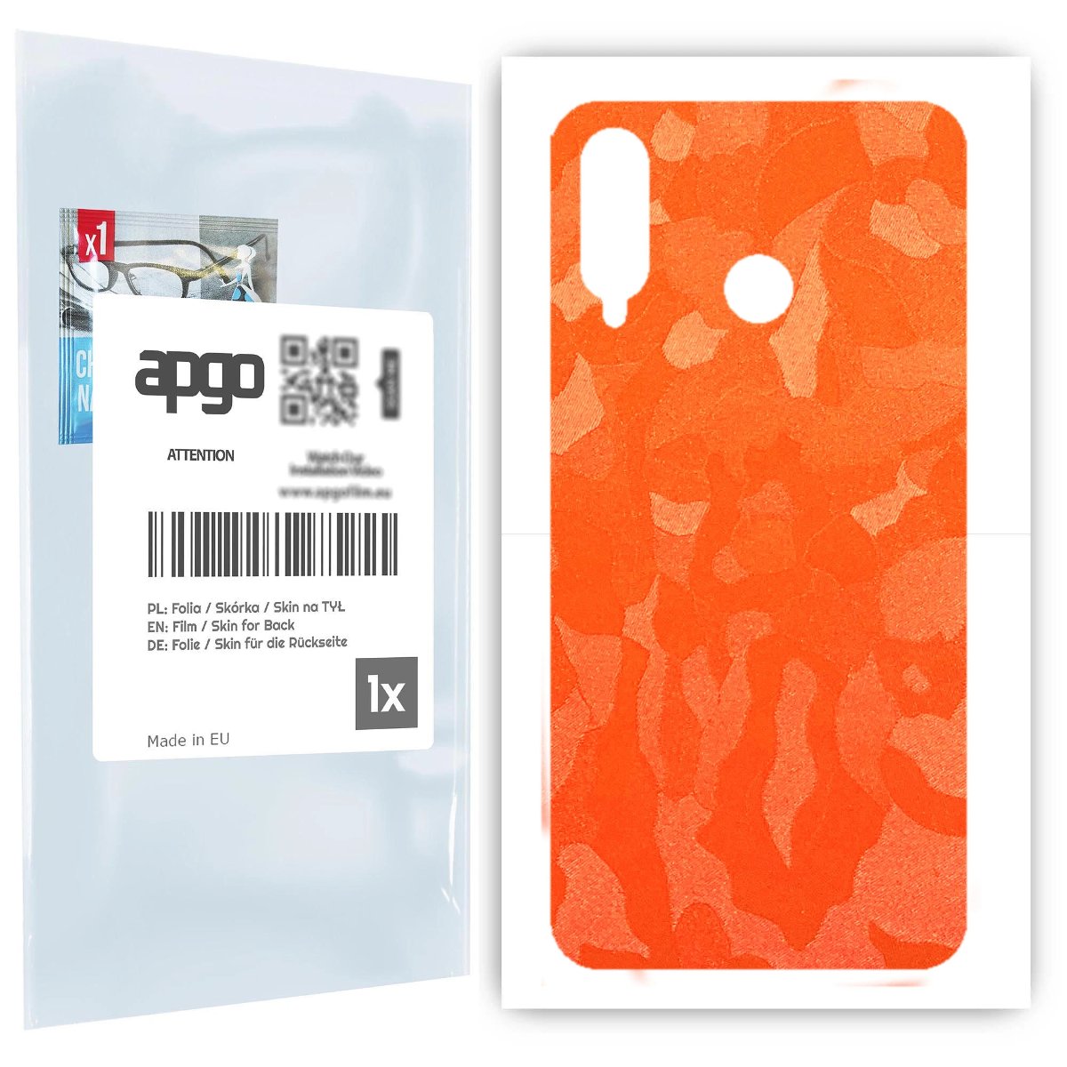 Folia naklejka skórka strukturalna na TYŁ do Huawei P30 lite -  Moro | Camo Pomarańczowy - apgo SKINS