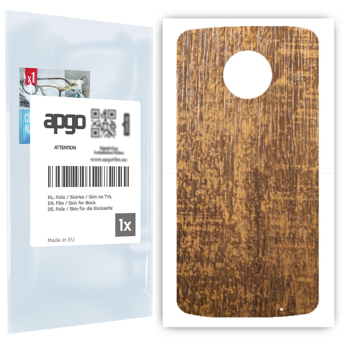 Folia naklejka skórka strukturalna na TYŁ do Motorola Moto G6 Plus -  Drewno Dąb Stary - apgo SKINS