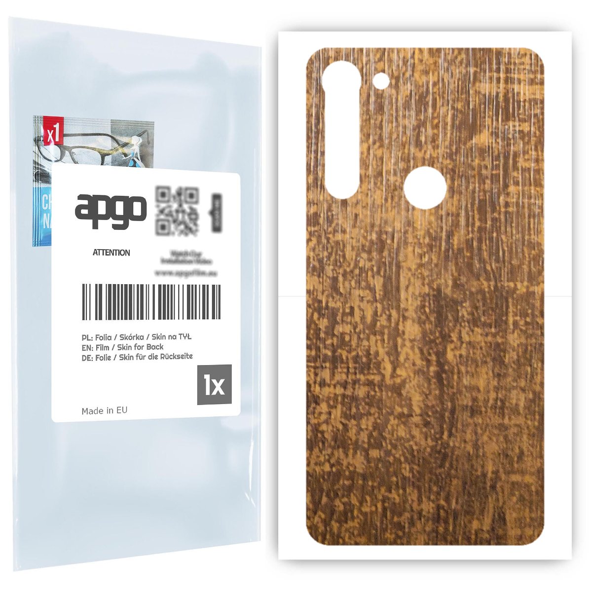 Folia naklejka skórka strukturalna na TYŁ do Motorola Moto G8 Power -  Drewno Dąb Stary - apgo SKINS