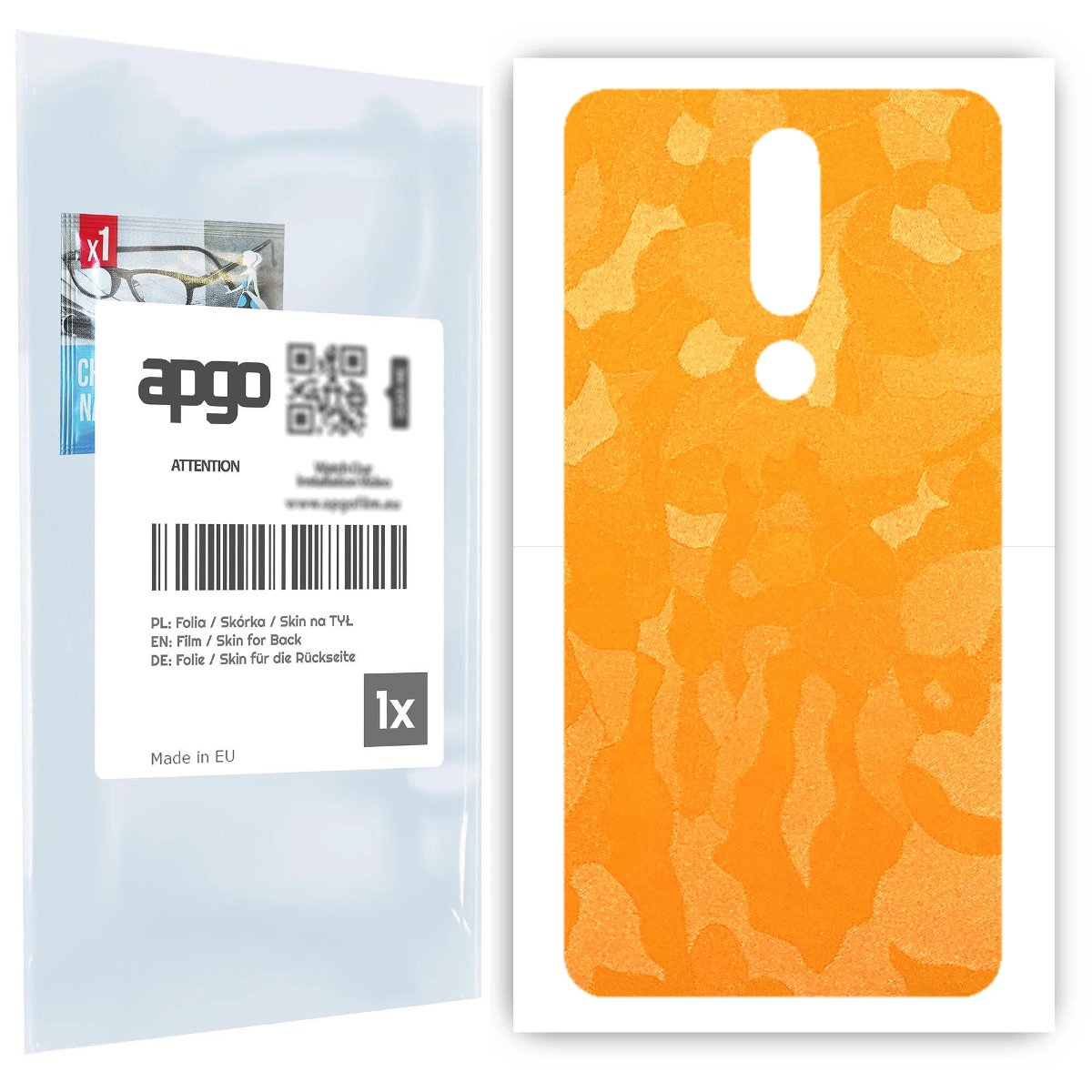 Folia naklejka skórka strukturalna na TYŁ do Nokia 5.1 Plus (Nokia X5) -  Moro | Camo Żółty - apgo SKINS