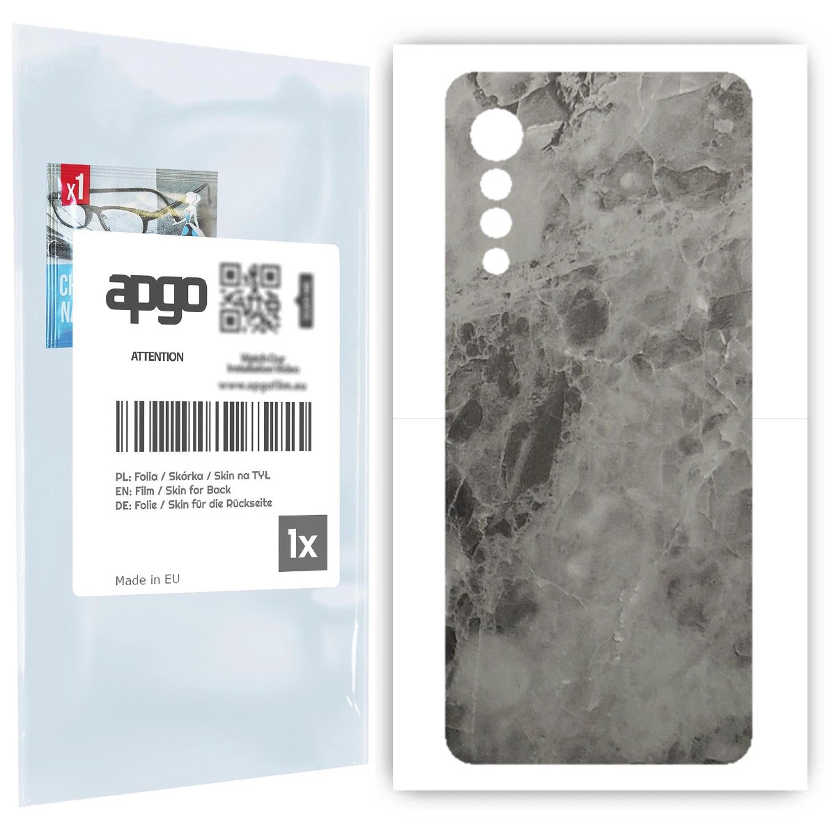 Folia naklejka skórka strukturalna na TYŁ do LG Velvet -  Marmur Czarny - apgo SKINS