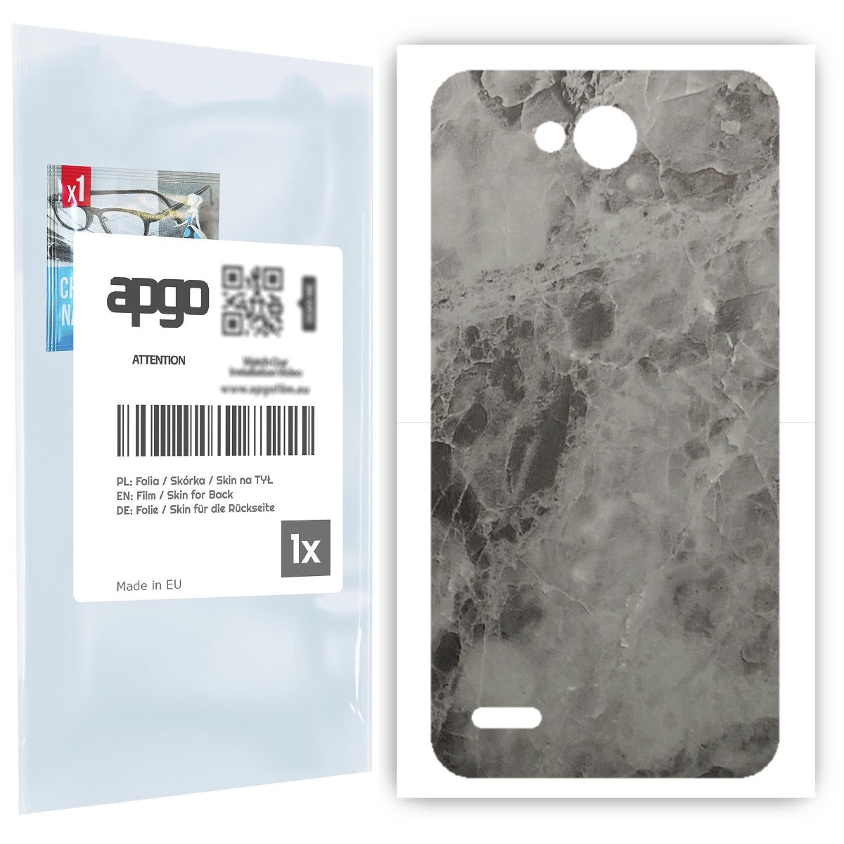 Folia naklejka skórka strukturalna na TYŁ do LG X power2 -  Marmur Czarny - apgo SKINS