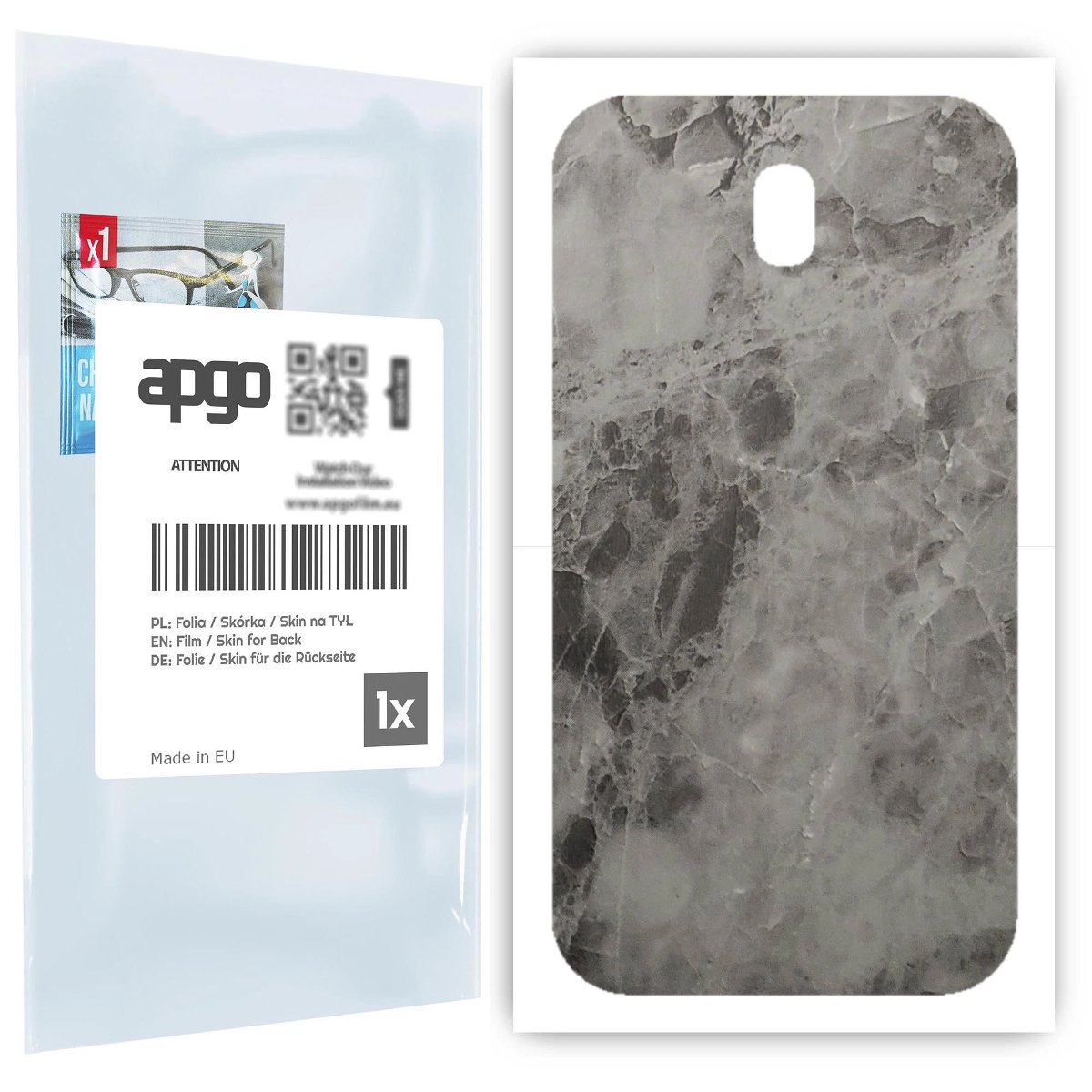 Folia naklejka skórka strukturalna na TYŁ do Samsung Galaxy J7 (2017) -  Marmur Czarny - apgo SKINS
