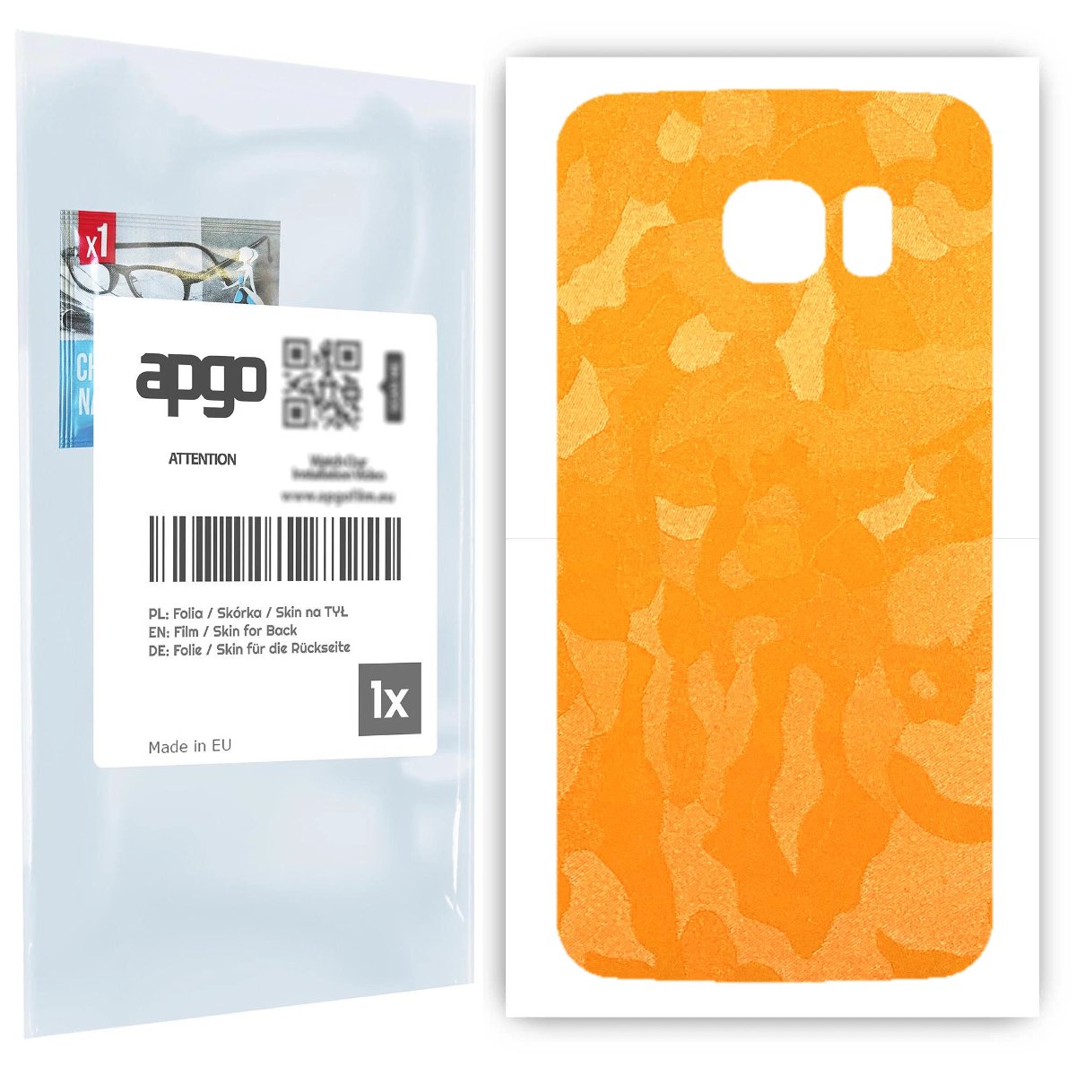 Folia naklejka skórka strukturalna na TYŁ do Samsung Galaxy S6 Edge SM-G925F -  Moro | Camo Żółty - apgo SKINS