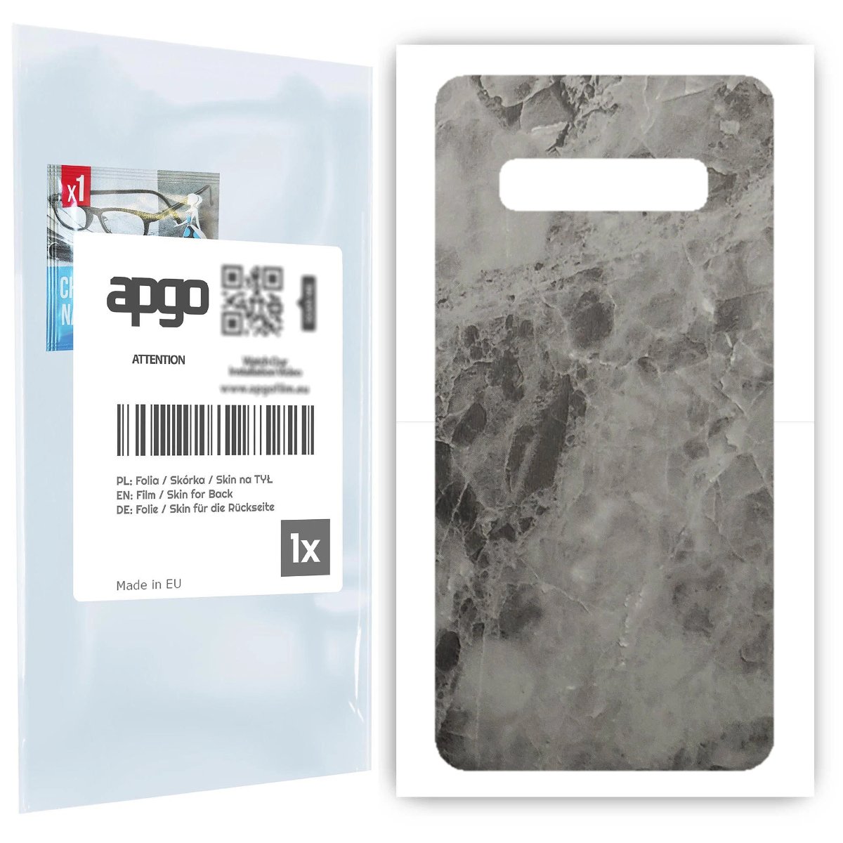 Folia naklejka skórka strukturalna na TYŁ do Samsung Galaxy S10 -  Marmur Czarny - apgo SKINS