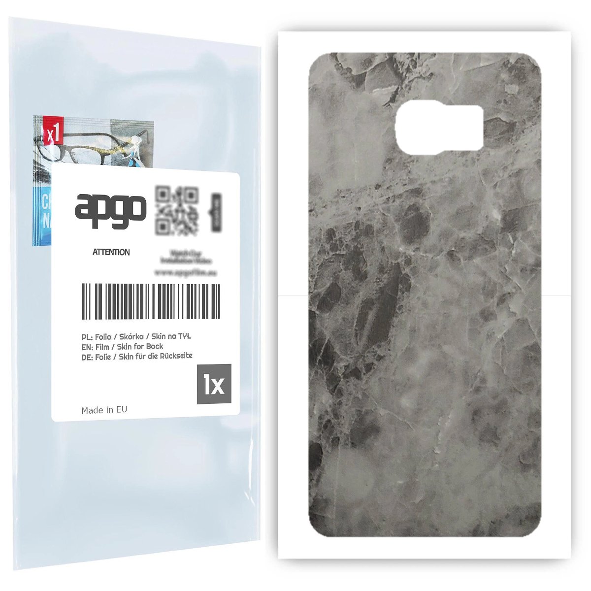 Folia naklejka skórka strukturalna na TYŁ do Samsung Galaxy S6 Edge+ SM-G928F -  Marmur Czarny - apgo SKINS