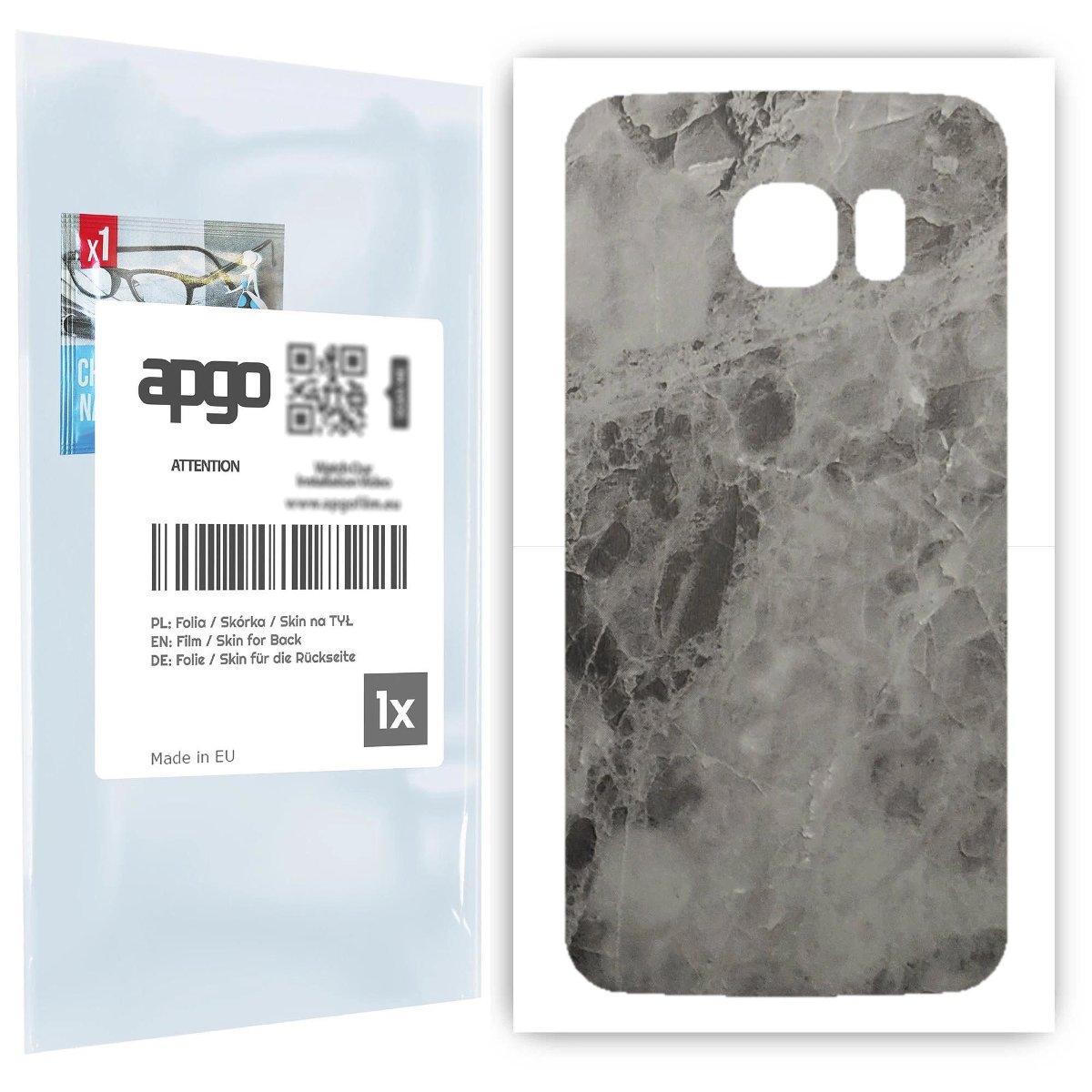 Folia naklejka skórka strukturalna na TYŁ do Samsung Galaxy S6 Edge SM-G925F -  Marmur Czarny - apgo SKINS