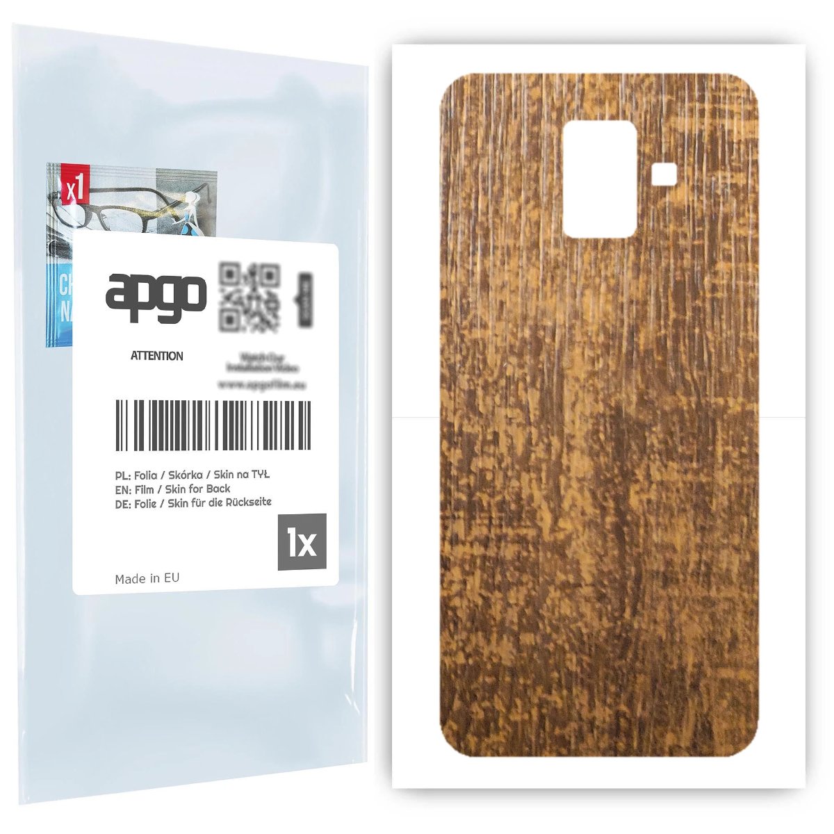 Folia naklejka skórka strukturalna na TYŁ do Samsung Galaxy A6 (2018) -  Drewno Dąb Stary - apgo SKINS