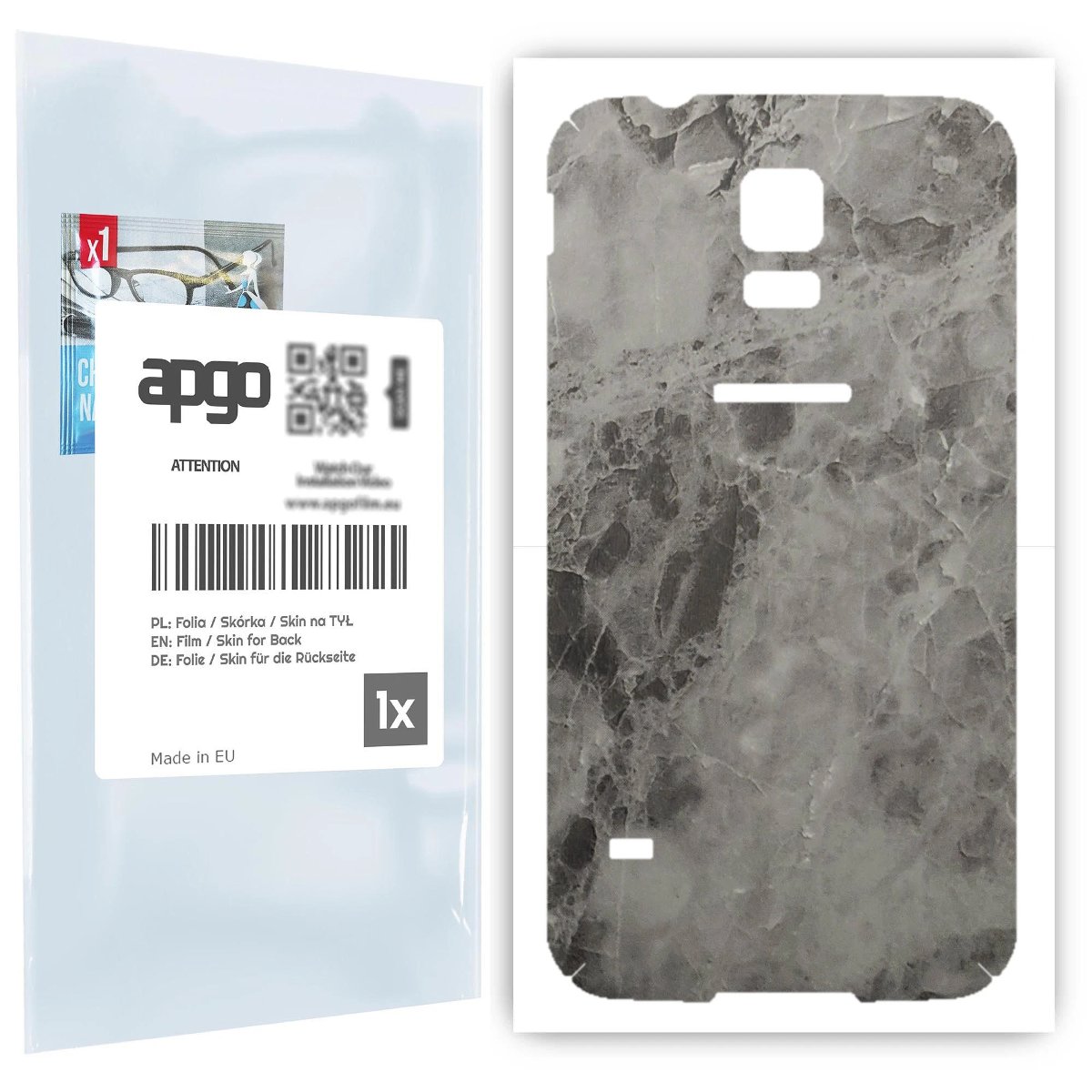 Folia naklejka skórka strukturalna na TYŁ do Samsung Galaxy S5 SM-G900F -  Marmur Czarny - apgo SKINS