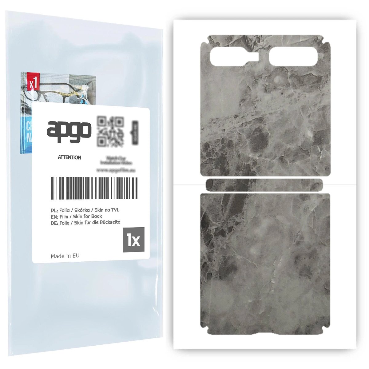 Folia naklejka skórka strukturalna na TYŁ do Samsung Galaxy Z Flip -  Marmur Czarny - apgo SKINS