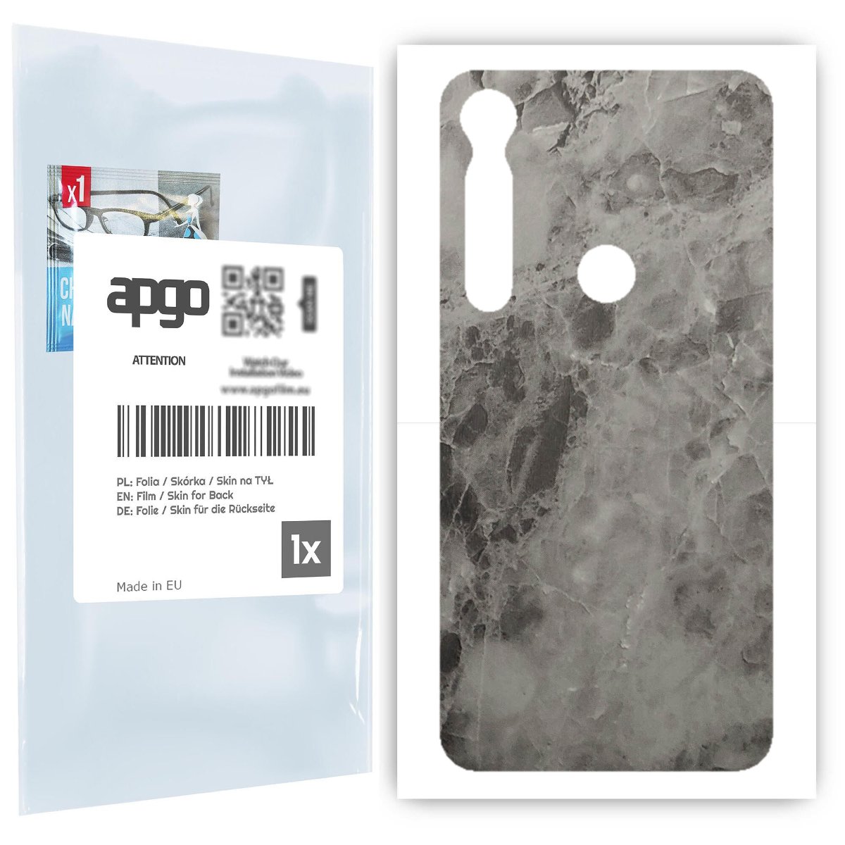 Folia naklejka skórka strukturalna na TYŁ do Motorola Moto G8 Plus -  Marmur Czarny - apgo SKINS